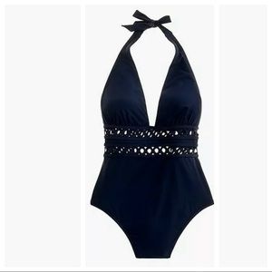 JCrew Halter One-Piece Swimsuit with Cutout Trim